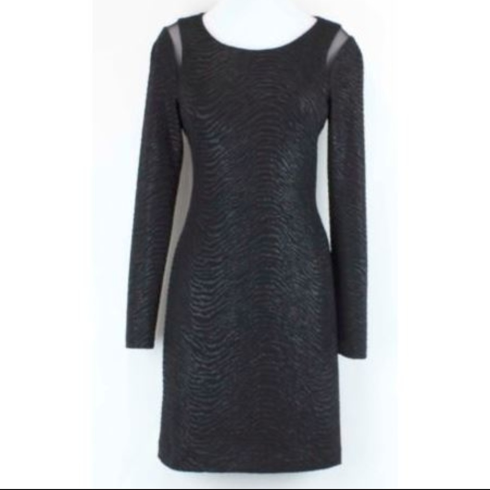 Betsey Johnson Black Pattern Mesh Inset Dress Sz 8